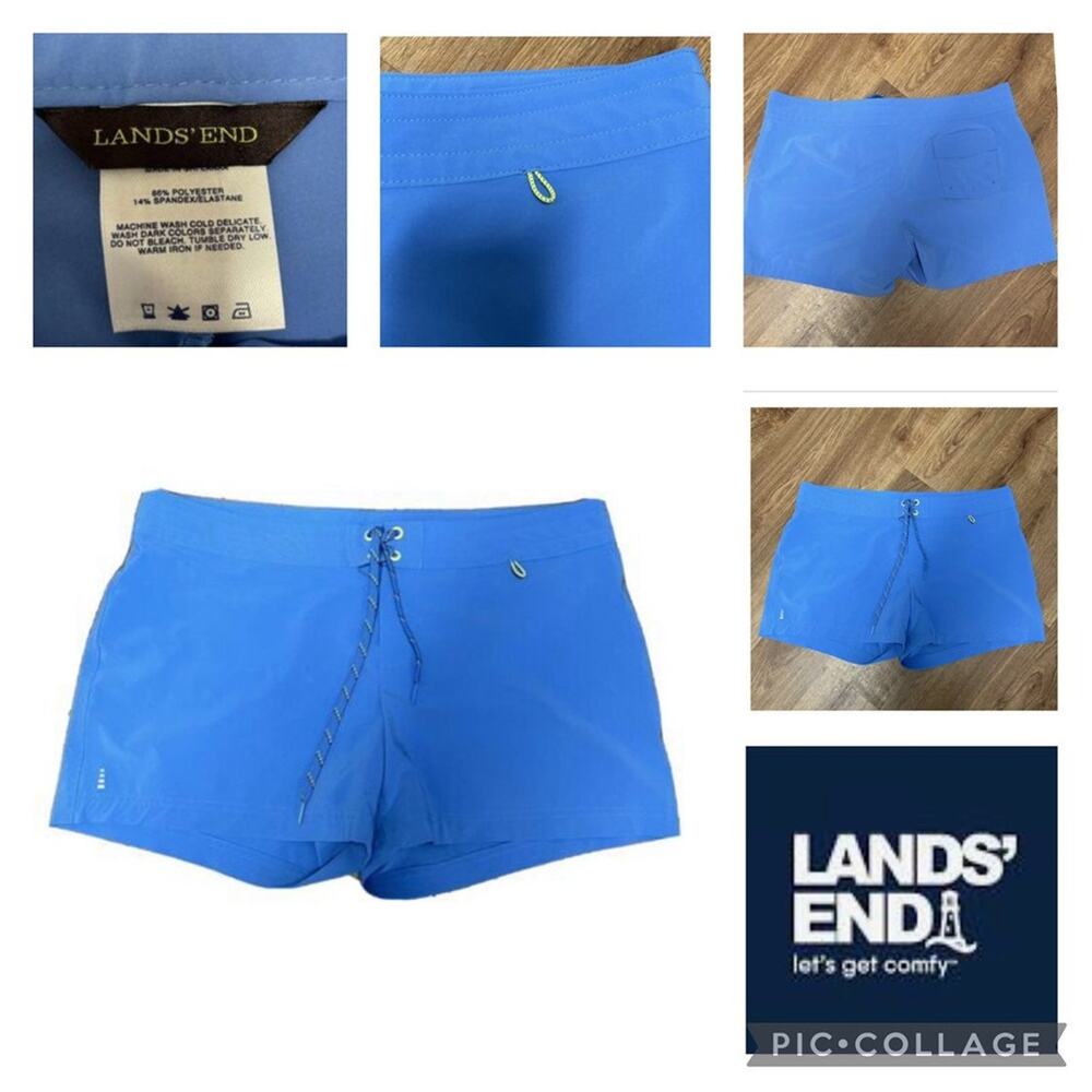 Lands' End Womens Blue Yellow Board Swim shorts  size 12